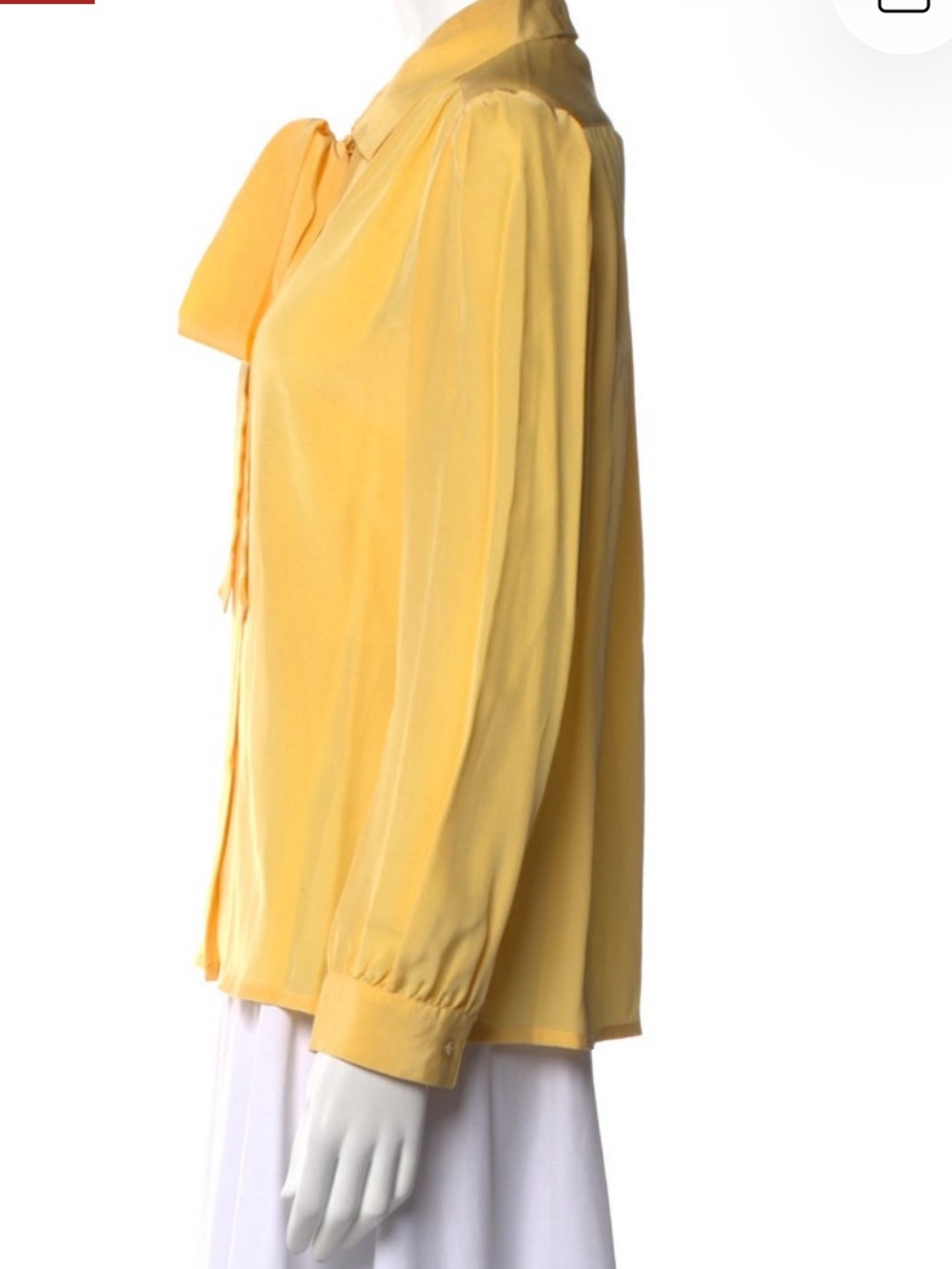 Neiman Marcus Yellow Silk Tie-Neck Blouse - Picture 2 of 3